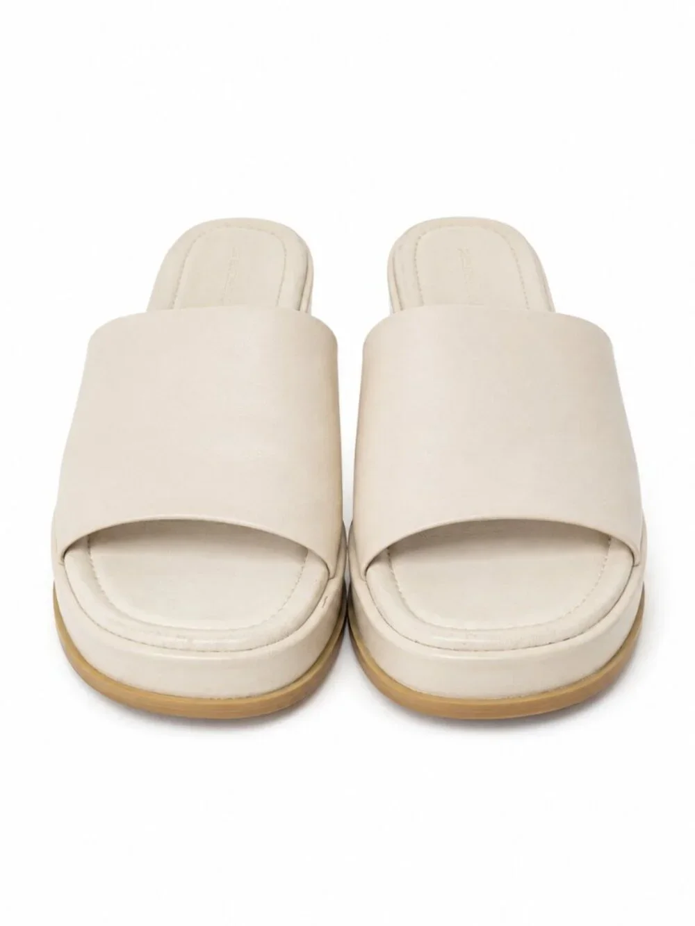 Princess Polly Bayshore Beige Platform Slide Sandals (Size 8)
